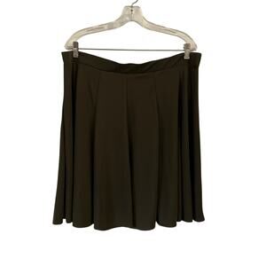 NY Collection Woman Size 2X Olive Green Knit Full Skirt Short Above Knee